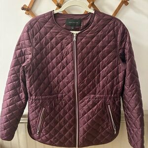 Ann Taylor Quilted Puffer Jacket in Burgundy